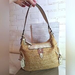 Rosetti Straw Hobo Shoulder Bag With Man Made Trim